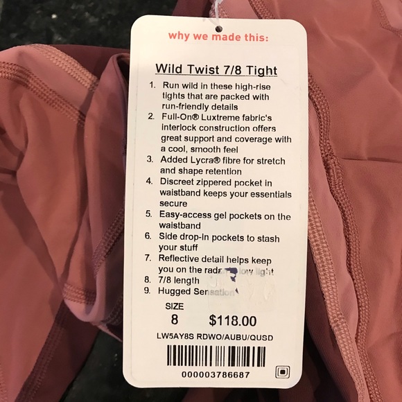 New LULULEMON Wild Twist Tight Burgundy Redwood 8 - Picture 5 of 5